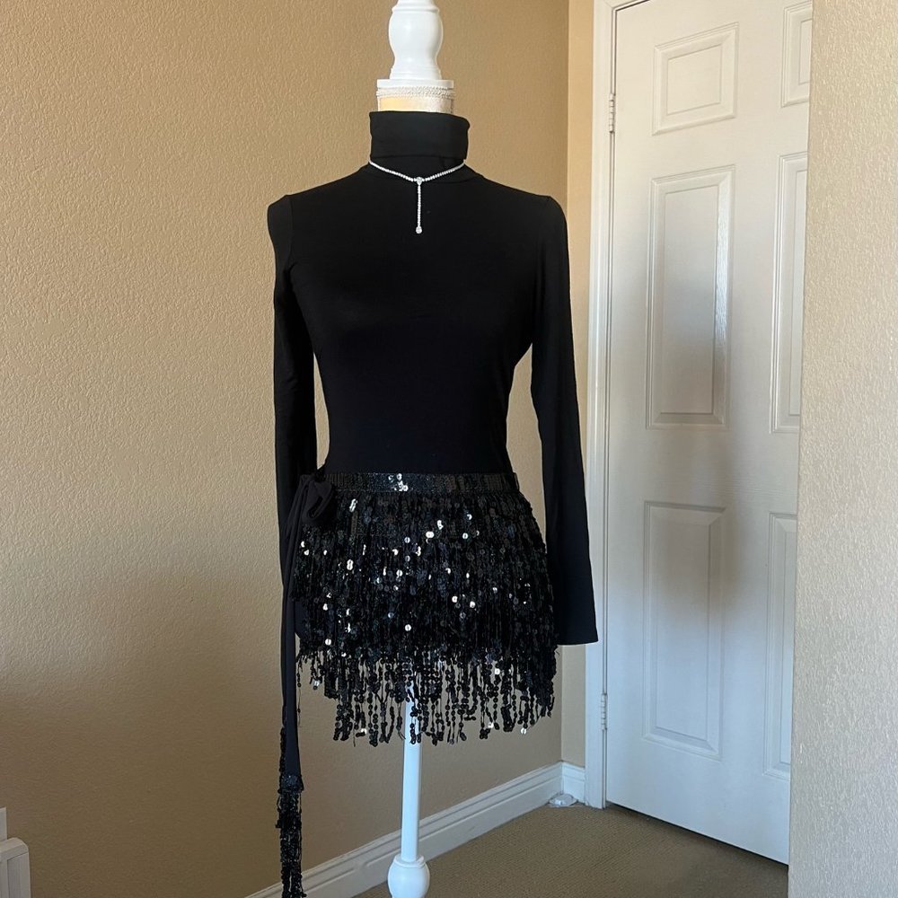 Women's Sequin Skirt Dance Hip Tassel Boho Belly Scarf